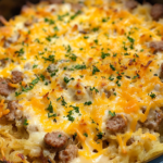 Slow Cooker Cheesy Sausage Hash Brown Casserole